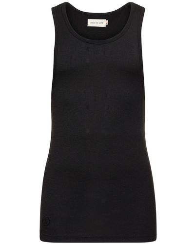 Honor The Gift Monochrome Ribbed Cotton Tank Top - Black