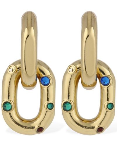 Rabanne Xl Double Link Earrings W/ Crystal - Metallic