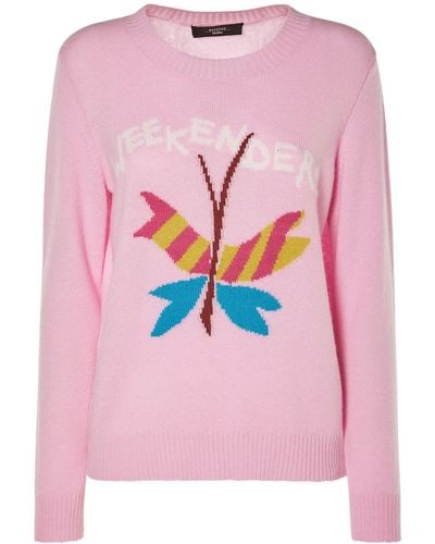 Weekend by Maxmara Pull-over en maille intarsia à logo adelchi - Rose