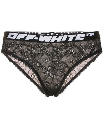 Off-White c/o Virgil Abloh Culotte En Dentelle Avec Bande Logo - Noir