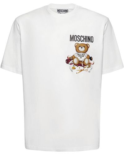 Moschino T-shirt Aus Bio-baumwolle Mit Druck - Weiß