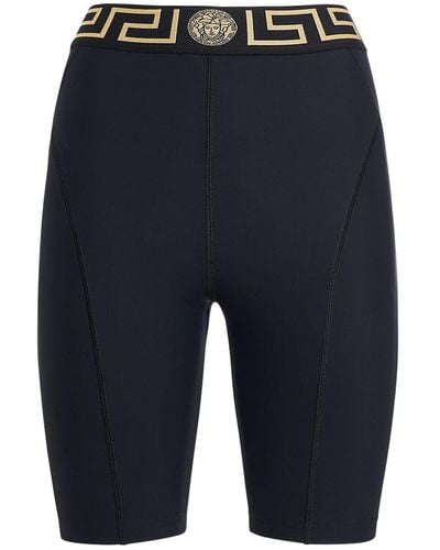 Versace Greca Lycra Bike Shorts - Blue