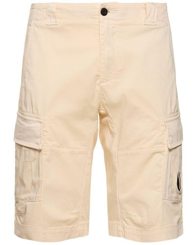 C.P. Company Stretch Cotton Cargo Shorts - Natural