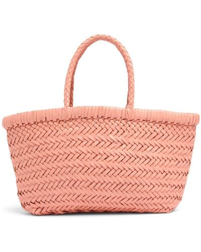 Dragon Diffusion Mini Flat Gora Leather Basket Bag - Pink