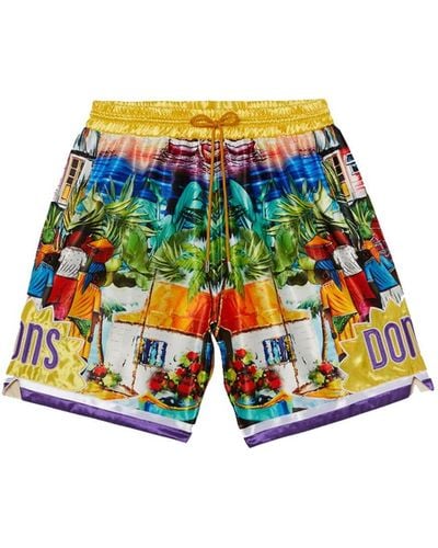 Just Don Printed Cotton Blend Sweat Shorts - Multicolor