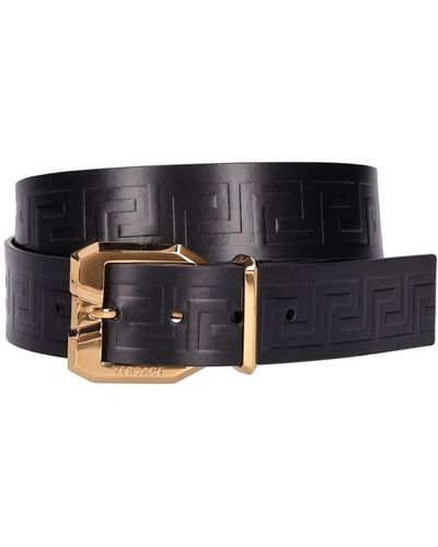 Versace Cintura In Pelle Goffrata Con Greca 4cm - Multicolore