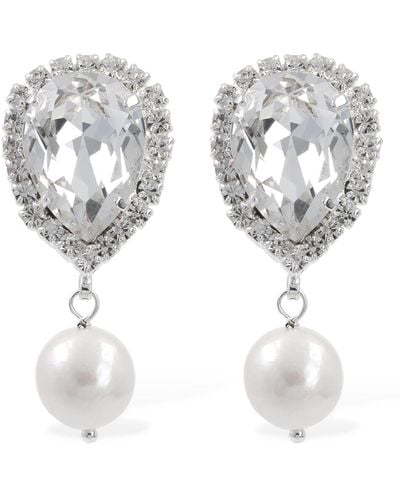 Magda Butrym Crystal & Pearl Drop Earrings - White