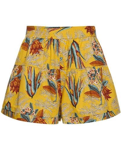 Ulla Johnson Elsie Printed Cotton Shorts - Yellow