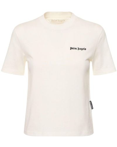 Palm Angels T-shirt Aus Baumwolle Mit Logodruck - Natur