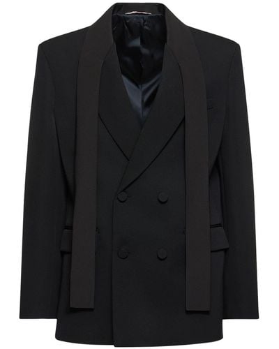 Valentino Blazer de lana con panel de bufanda - Negro