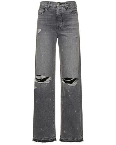 Amiri Distressed High Waist Straight Jeans - Grey