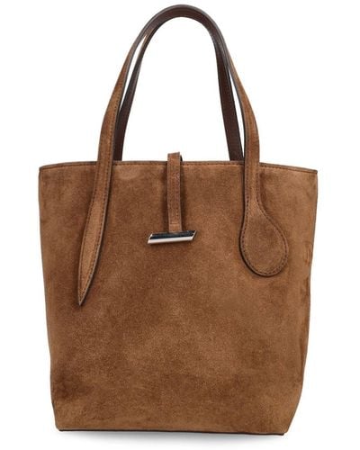Little Liffner Mini Sprout Suede Tote Bag - Brown