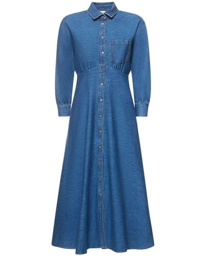 Weekend by Maxmara Ye Cotton Denim L/s Midi Shirt Dress - Blue