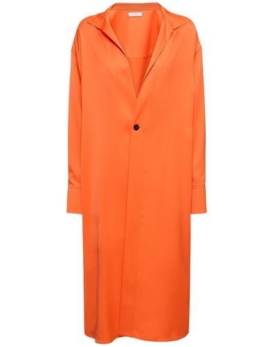 Ferragamo Single Breasted Viscose Long Jacket - Orange