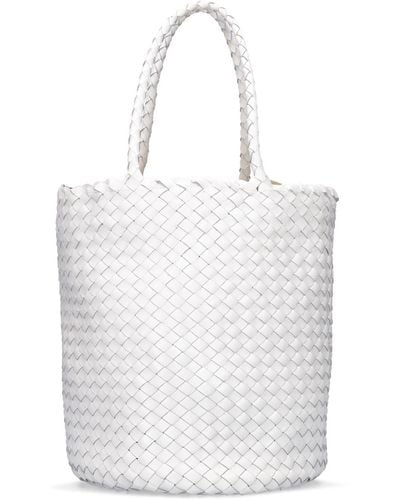 Dragon Diffusion Hand Braided Leather Straps Basket Bag - White