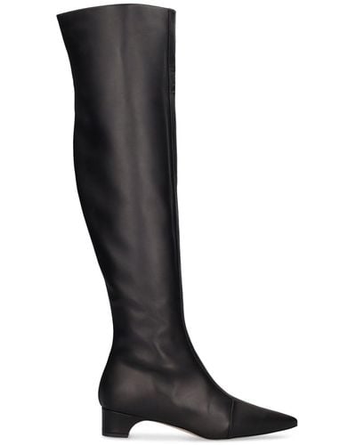 Manolo Blahnik 30Mm Porreta Leather High Boots - Black