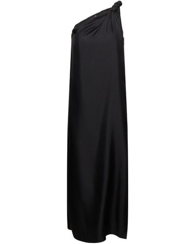 Loulou Studio Adela Asymmetric Silk Midi Dress - Black