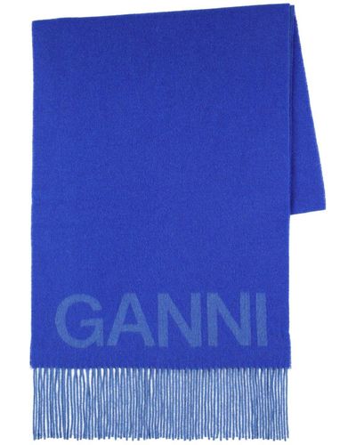Ganni ウールニットストール - ブルー