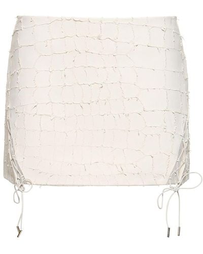 Dion Lee Snake Etched Leather Mini Skirt - White