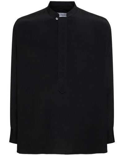 Lardini ビスコース&シルクシャツ - ブラック