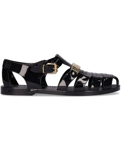 Moschino Logo-plaque Strappy Sandals - Black