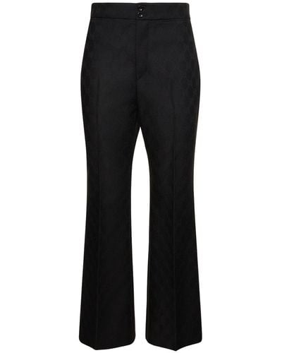Gucci Pantalones de lana con jacquard - Negro