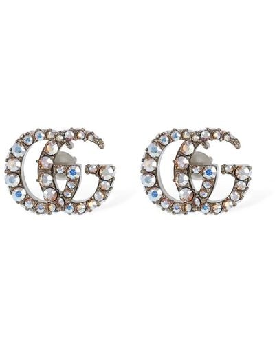 Gucci Gg Marmont Brass Stud Earrings - Weiß