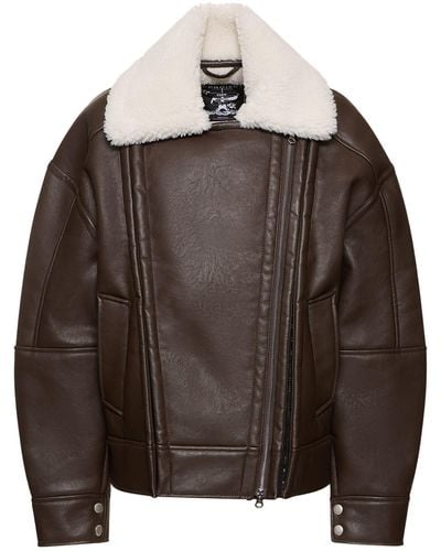 Y. Project Faux Shearling Bomber Jacket - Brown
