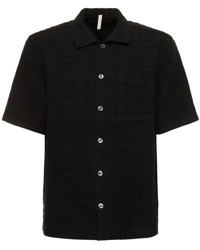 sunflower Spacey Linen Blend Short Sleeve Shirt - Black
