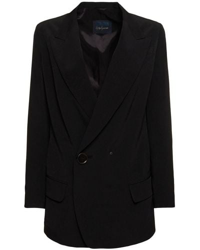 Yohji Yamamoto Crepe De Chine Side Button Jacket - Black