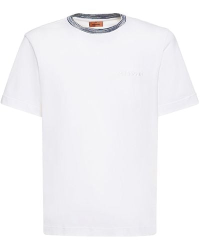 Missoni T-shirt in jersey di cotone tinto - Bianco