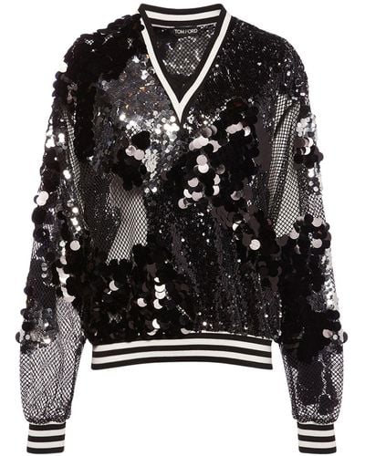 Tom Ford Suéter de malla con lentejuelas - Negro