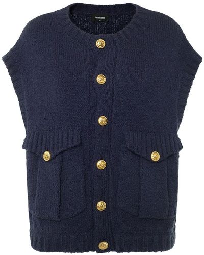 DSquared² Gilet in maglia di lana con bottoni - Blu