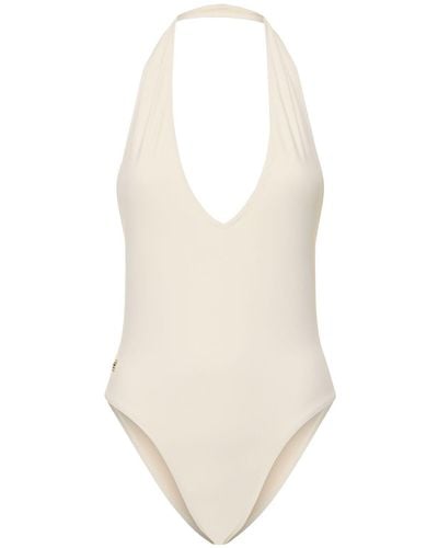 ÉTERNE Amelia Halter One Piece Swimsuit - White
