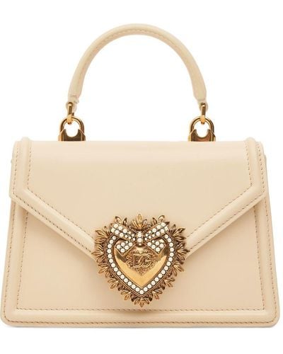 Dolce & Gabbana Mini Handtasche Aus Leder "devotion" - Natur