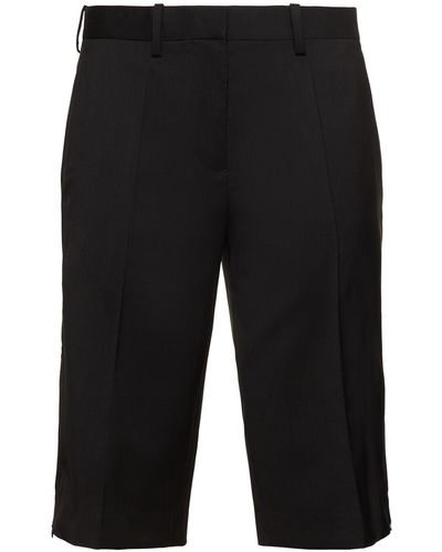 Helmut Lang Flat Front Wool Shorts - Black
