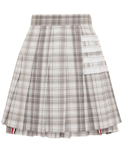 Thom Browne Pleated Cotton Piqué Mini Skirt - White