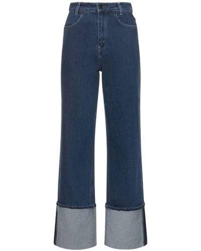 BITE STUDIOS Wide Fold-up Straight Denim Jeans - Blue