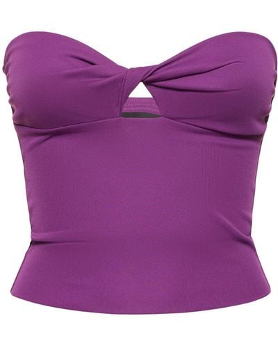 ANDAMANE Top lucille in jersey senza spalline - Viola