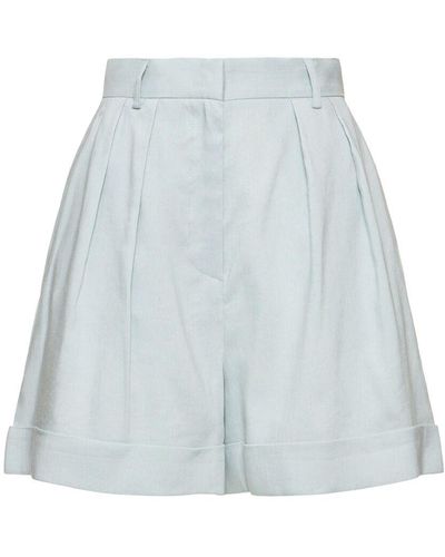 ANDAMANE Rina High Waist Linen Blend Shorts - Blue