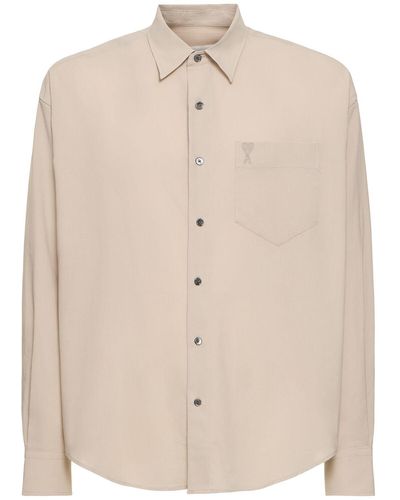 Ami Paris Adc Boxy Fit Cotton Shirt - Natural
