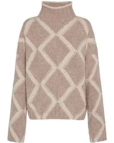 Bottega Veneta Wool Argyle Intarsia Sweater - Multicolor