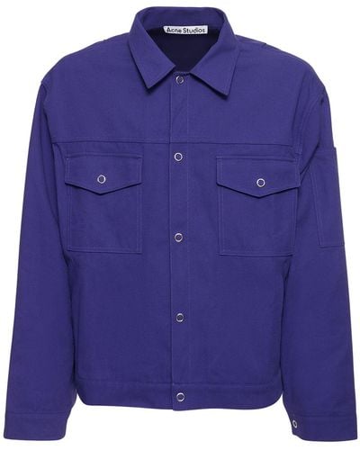 Acne Studios Ourle Cotton Blend Twill Overshirt - Blue