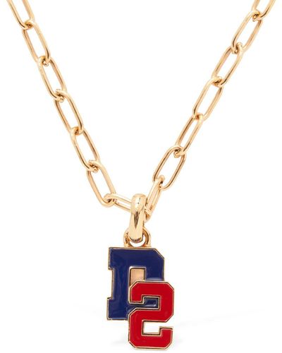 DSquared² College Long Chain Necklace - Metallic