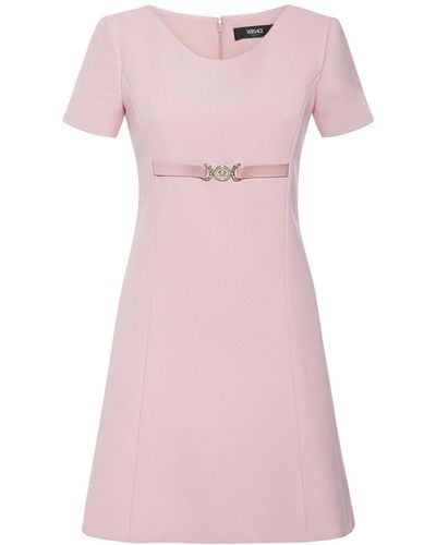 Versace Stretch Crepe Mini Dress W/Logo - Pink