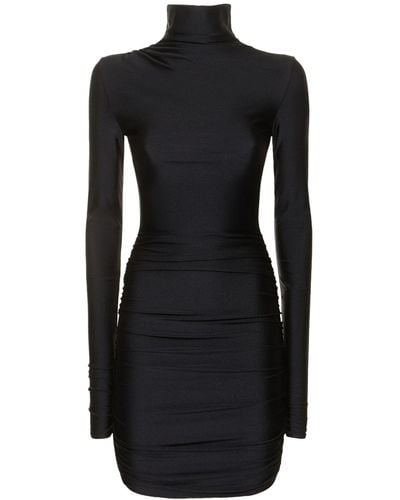 ANDAMANE Oleandra Shiny Lycra Mini Dress - Black
