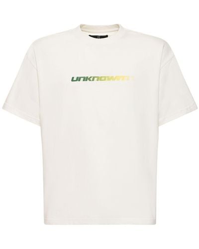 Unknown Logo Printed Cotton T-Shirt - White