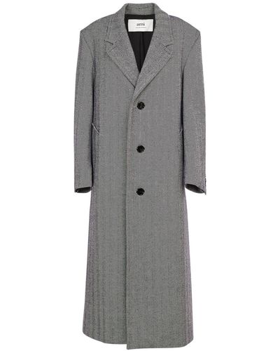 Ami Paris Herrington Wool Long Coat - Gray