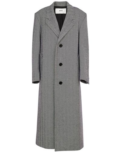 Ami Paris Herrington Wool Long Coat - Grey