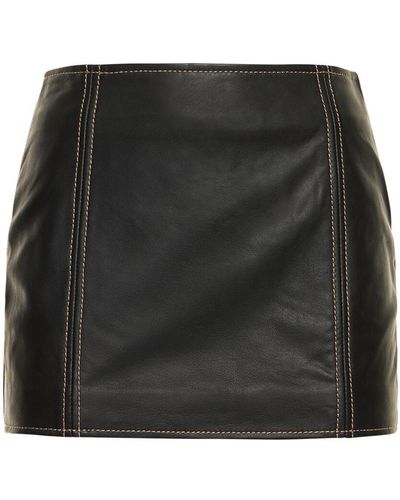 Musier Paris Debby Leather Mini Skirt - Black
